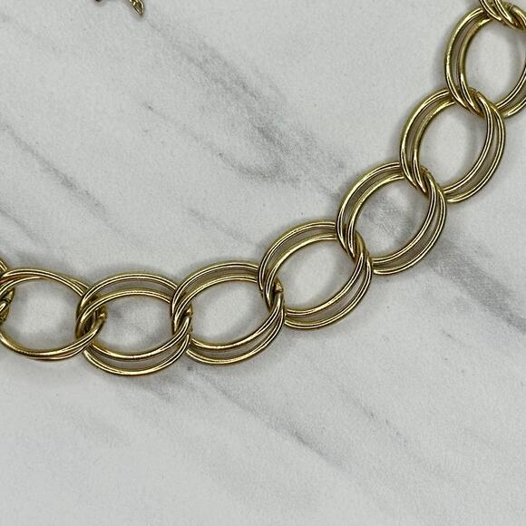 Vintage Tassel Charm Gold Tone Chain Link Statement Belt โจ - Picture 8 of 10